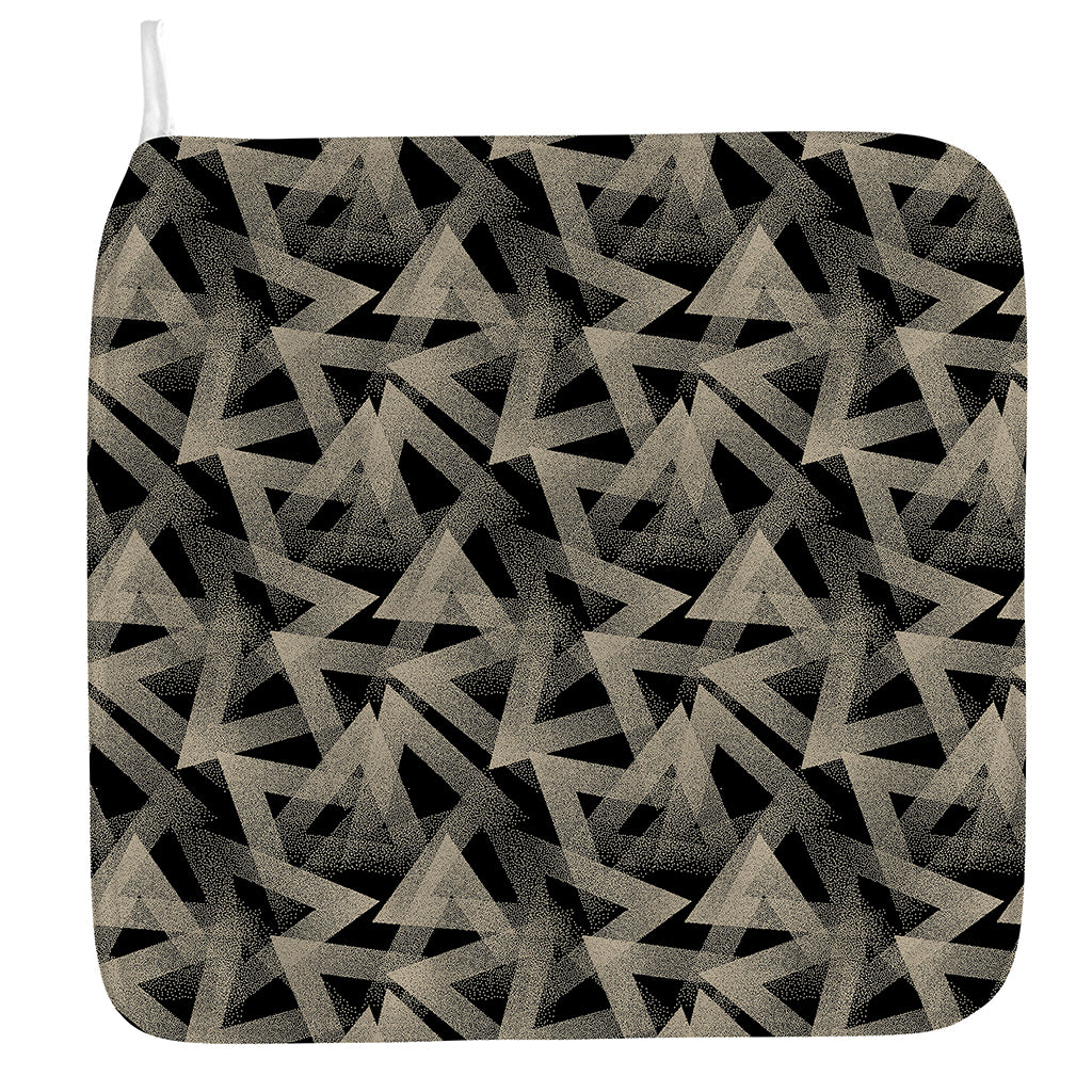 Black And Beige Geometric Triangle Print Hand Towel