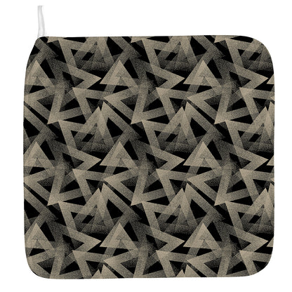 Black And Beige Geometric Triangle Print Hand Towel