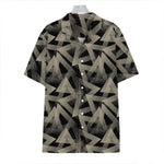Black And Beige Geometric Triangle Print Hawaiian Shirt