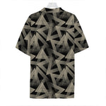 Black And Beige Geometric Triangle Print Hawaiian Shirt