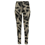 Black And Beige Geometric Triangle Print High-Waisted Pocket Leggings