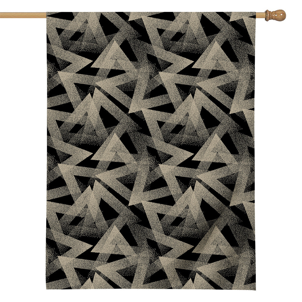 Black And Beige Geometric Triangle Print House Flag