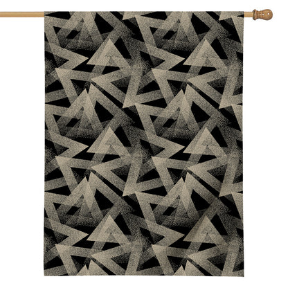 Black And Beige Geometric Triangle Print House Flag