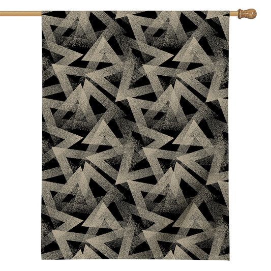 Black And Beige Geometric Triangle Print House Flag