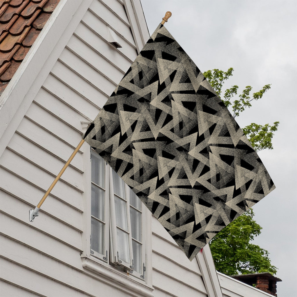 Black And Beige Geometric Triangle Print House Flag
