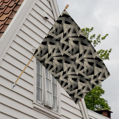 Black And Beige Geometric Triangle Print House Flag