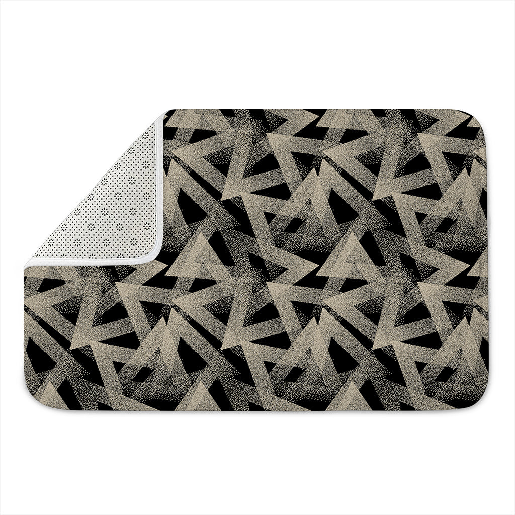 Black And Beige Geometric Triangle Print Indoor Door Mat