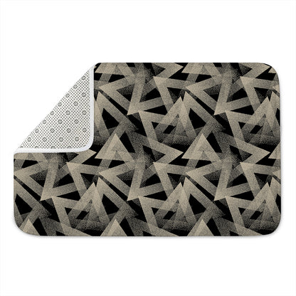 Black And Beige Geometric Triangle Print Indoor Door Mat