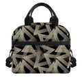 Black And Beige Geometric Triangle Print Insulated Lunch Bag
