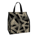 Black And Beige Geometric Triangle Print Insulated Lunch Tote
