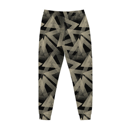 Black And Beige Geometric Triangle Print Jogger Pants