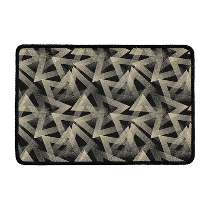 Black And Beige Geometric Triangle Print Kitchen Mat
