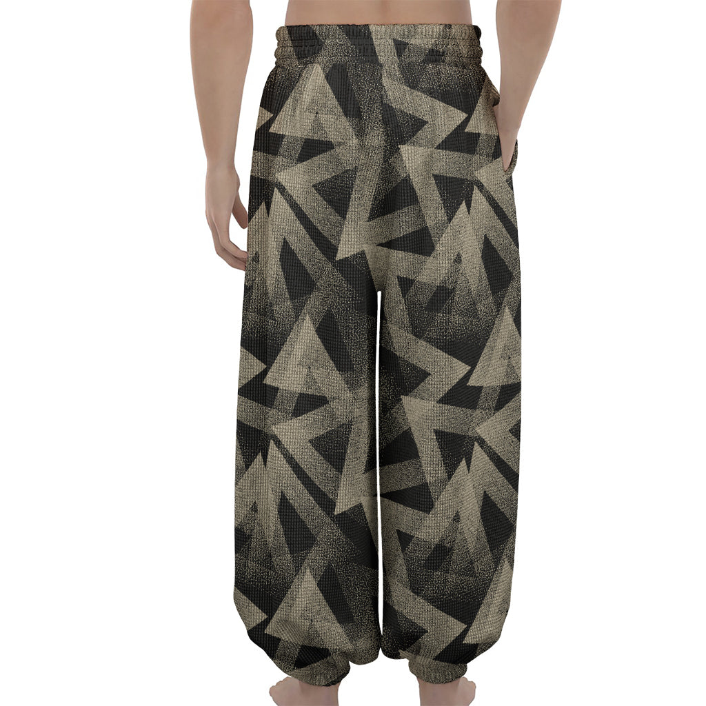 Black And Beige Geometric Triangle Print Lantern Pants