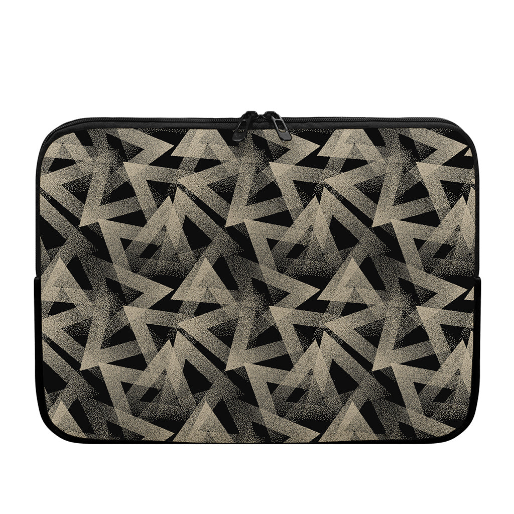 Black And Beige Geometric Triangle Print Laptop Sleeve