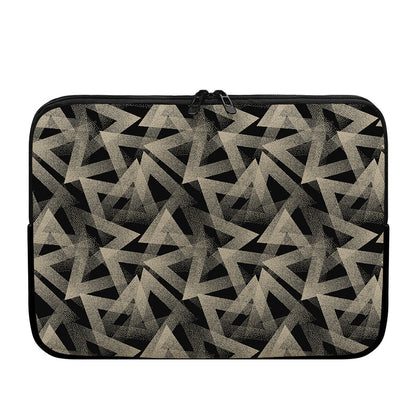 Black And Beige Geometric Triangle Print Laptop Sleeve