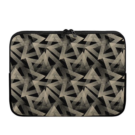 Black And Beige Geometric Triangle Print Laptop Sleeve
