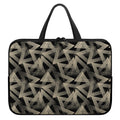 Black And Beige Geometric Triangle Print Laptop Sleeve With Handle