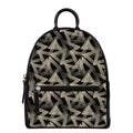 Black And Beige Geometric Triangle Print Leather Backpack