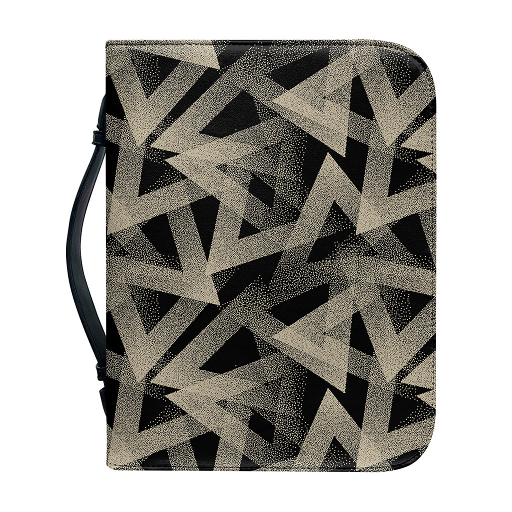 Black And Beige Geometric Triangle Print Leather Bible Cover