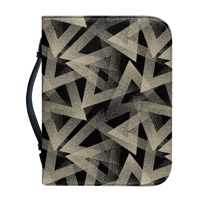 Black And Beige Geometric Triangle Print Leather Bible Cover
