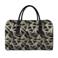 Black And Beige Geometric Triangle Print Leather Duffel Bag