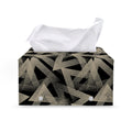 Black And Beige Geometric Triangle Print Leather Tissue Box Cover