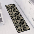 Black And Beige Geometric Triangle Print Long Kitchen Mat