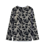 Black And Beige Geometric Triangle Print Long Sleeve Short Coat