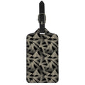 Black And Beige Geometric Triangle Print Luggage Tag