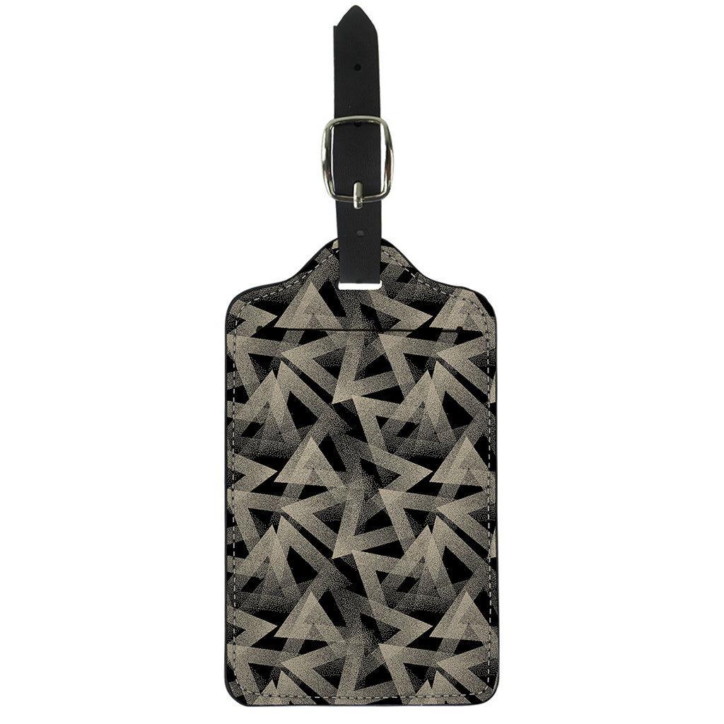 Black And Beige Geometric Triangle Print Luggage Tag