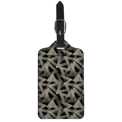 Black And Beige Geometric Triangle Print Luggage Tag