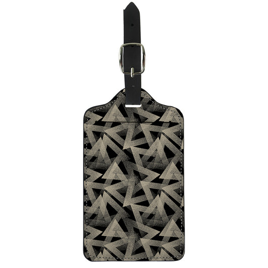 Black And Beige Geometric Triangle Print Luggage Tag