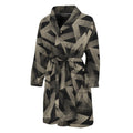 Black And Beige Geometric Triangle Print Men's Bathrobe