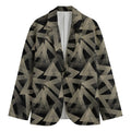 Black And Beige Geometric Triangle Print Men's Blazer