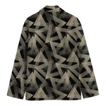 Black And Beige Geometric Triangle Print Men's Blazer
