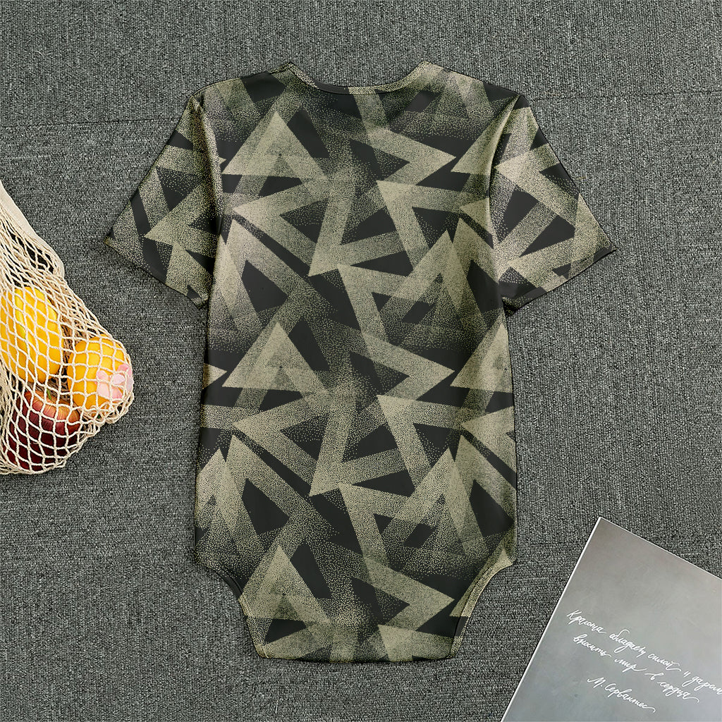 Black And Beige Geometric Triangle Print Men's Bodysuit