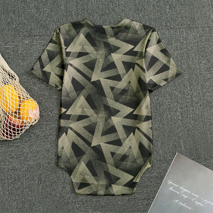 Black And Beige Geometric Triangle Print Men's Bodysuit