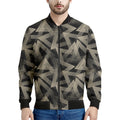 Black And Beige Geometric Triangle Print Men's Bomber Jacket