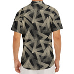 Black And Beige Geometric Triangle Print Men's Deep V-Neck Shirt