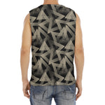 Black And Beige Geometric Triangle Print Men's Fitness Tank Top
