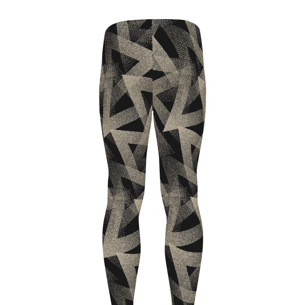 Black And Beige Geometric Triangle Print Men's leggings