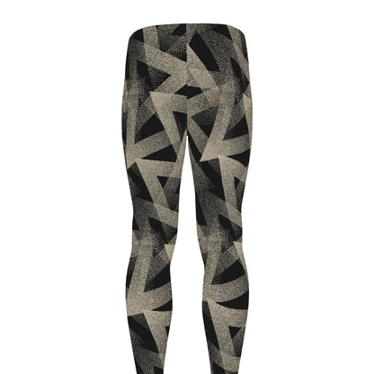 Black And Beige Geometric Triangle Print Men's leggings