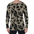 Black And Beige Geometric Triangle Print Men's Long Sleeve T-Shirt