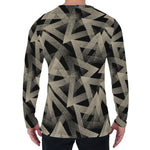 Black And Beige Geometric Triangle Print Men's Long Sleeve T-Shirt