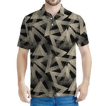 Black And Beige Geometric Triangle Print Men's Polo Shirt