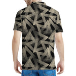 Black And Beige Geometric Triangle Print Men's Polo Shirt