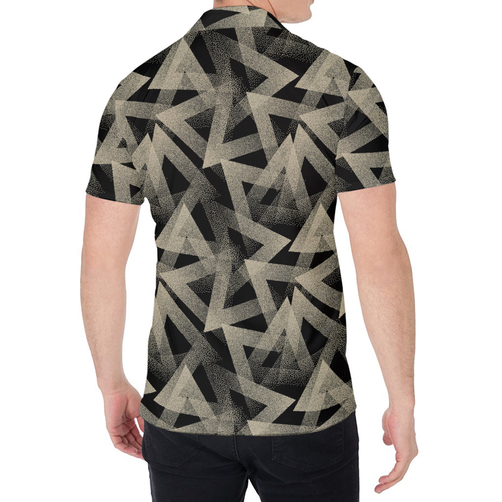 Black And Beige Geometric Triangle Print Men's Shirt