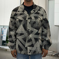 Black And Beige Geometric Triangle Print Men's Shirt Jacket
