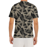 Black And Beige Geometric Triangle Print Men's Short Sleeve Rash Guard