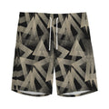Black And Beige Geometric Triangle Print Men's Athletic Shorts